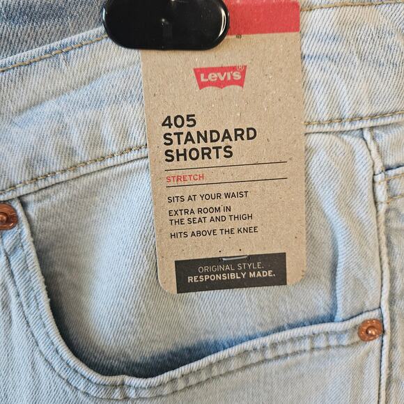 Levi's [Read] 405 Standard Denim Shorts Stone Washed Blue 42x10 - Picture 4 of 11